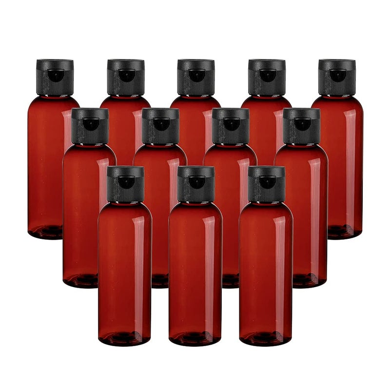 TANCANO Travel Container for Toiletries Amber Empty Plastic Bottles 3.4oz/100ml Refillable Travel Shampoo and Conditioner Bottles with Caps - Image 1